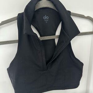 Alo Women's Black Sleeveles bra with V-Neck Collar